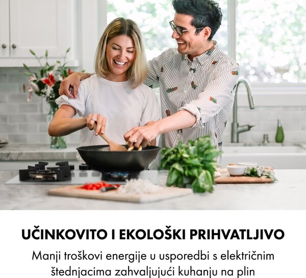 Klarstein Goldflame 4, plinska ploča za kuhanje, 4 mjedena plamenika, staklokeramička
