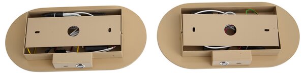 Set od 2 retro zidne svjetiljke taupe, uklj. LED s 3-stupanjskim prigušivanjem i USB-C - Lila