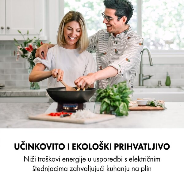 Klarstein Goldflame Domino, plinska ploča za kuhanje, 2 mjedena plamenika, staklokeramika