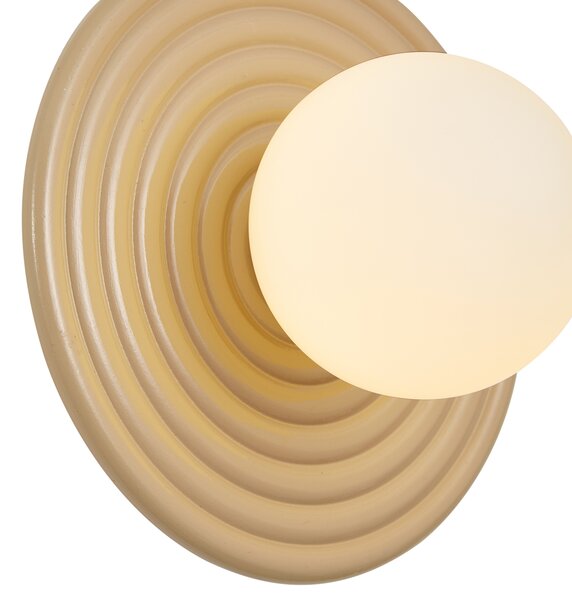 Retro Wall Lamp Taupe with Opal Round 20cm IP44 - Lila