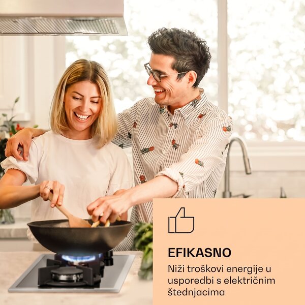 Klarstein Goldflame 2, plinska ploča za kuhanje, 2 mjedena plamenika, staklokeramika