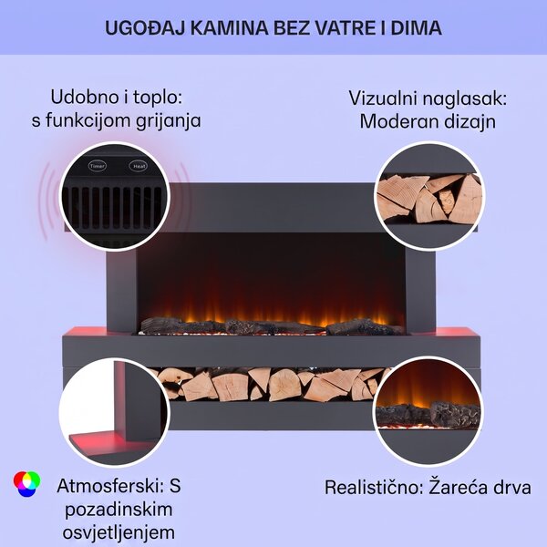 Klarstein Studio Light & Fire 3 Smart, kamin, 1000/2000W, MDF, WiFi Control