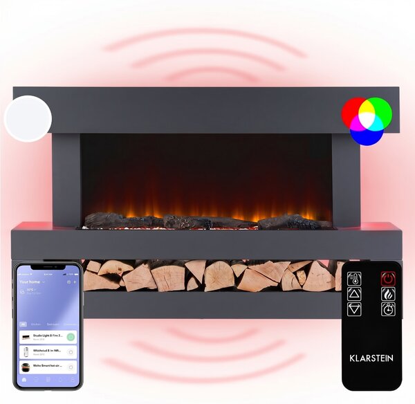 Klarstein Studio Light & Fire 3 Smart, kamin, 1000/2000W, MDF, WiFi Control
