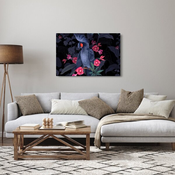 Slika - Papiga med rožami (90x60 cm)