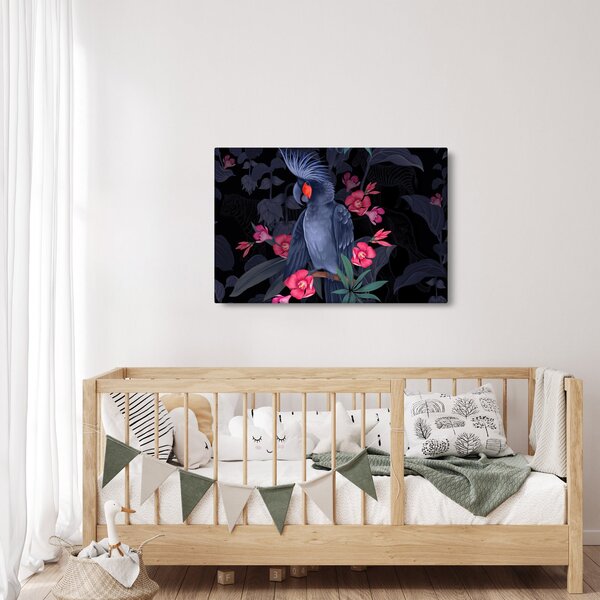 Slika - Papiga med rožami (90x60 cm)