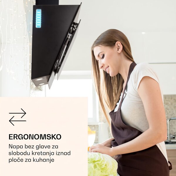 Klarstein Aurora 90 Smart, napa, 585 m³ / h, 90 cm, napa za dimnjak, pozadinsko osvjetljenje, klasa energetske učinkovitosti A ++