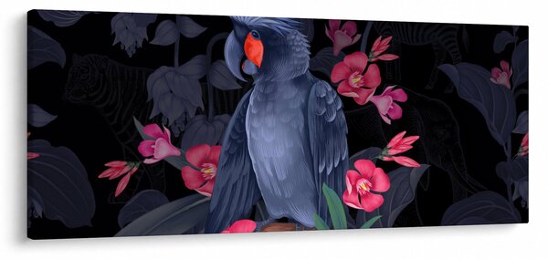 Slika - Papiga med rožami (120x50 cm)
