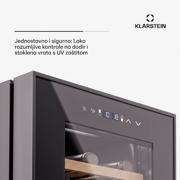Klarstein Shiraz 27 Duo, hladnjak za vino, 2 zone, 83 l/27 boca, 5-18 / 5-18 °C, upravljanje na dodir