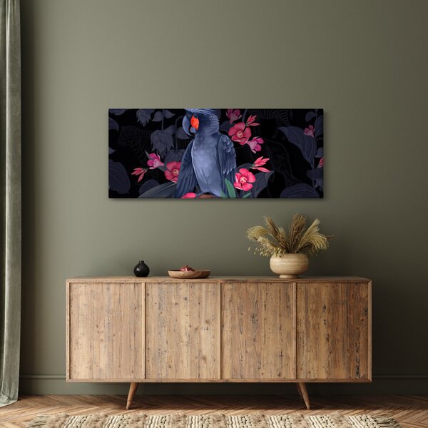 Slika - Papiga med rožami (120x50 cm)