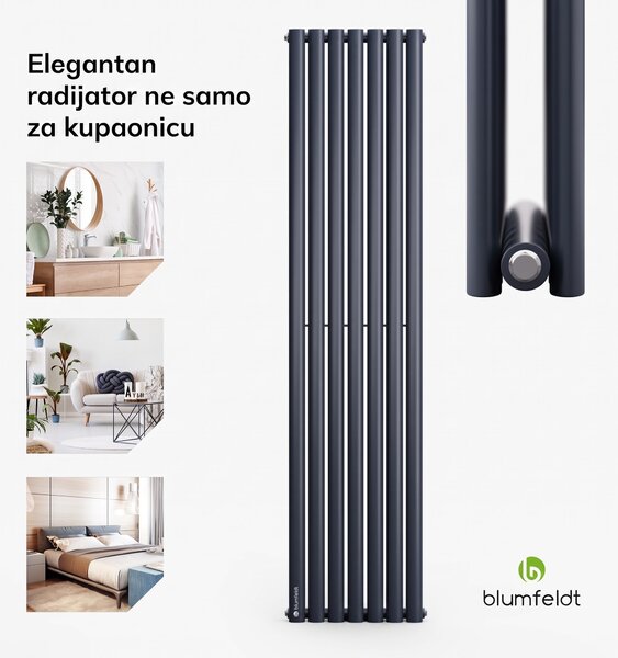 Blumfeldt Tallheo, 41 x 180, radijator, kupaonski radijator, cijevni radijator, 691 W, topla voda, 1/2