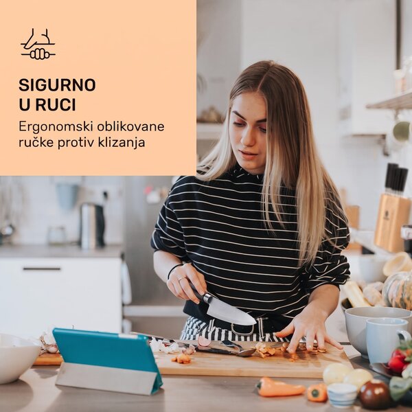 Klarstein Kitano, 8-dijelni set noževa sa stalkom, 7 noževa, čelik, luksuzni drveni stalak