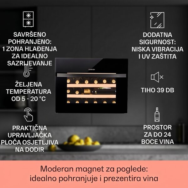 Klarstein Vinsider 24 Built-In Uno, vinoteka, 1 zona, 24 boce, EEK G