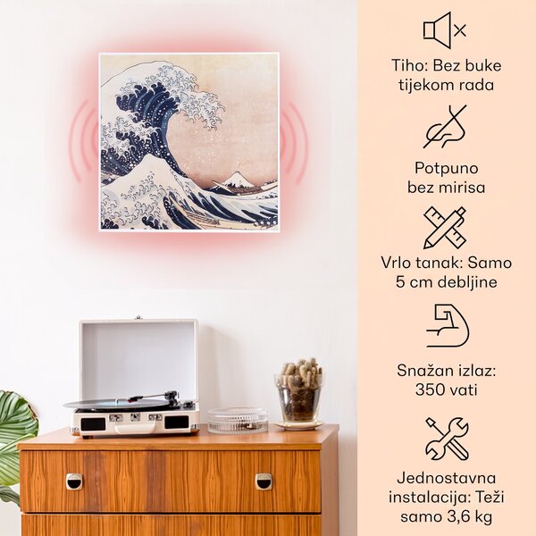 Klarstein Wonderwall Air Art Smart, infracrveni grijač, 60 x 60 cm, 350 W, aplikacija, valovi