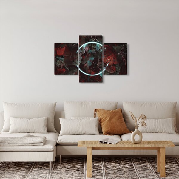 Slika - Neonski krog med palmami (90x60 cm)