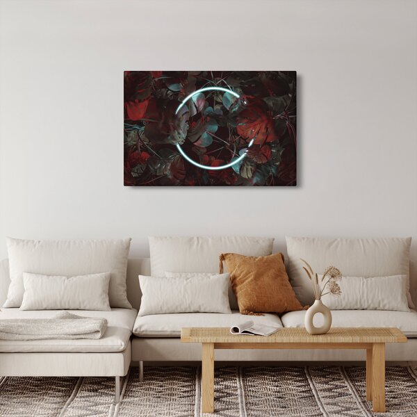 Slika - Neonski krog med palmami (90x60 cm)