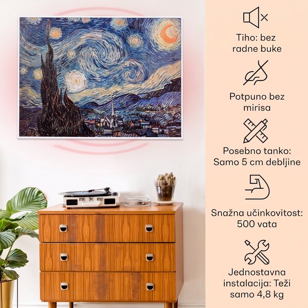 Klarstein Wonderwall Air Art Smart, infracrveni grijač, 80 x 60 cm, 500 W, zvjezdana noć