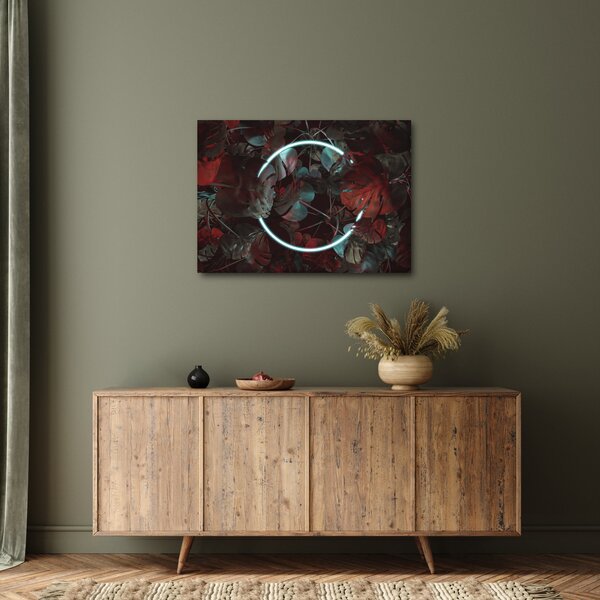 Slika - Neonski krog med palmami (70x50 cm)