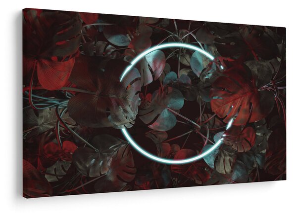Slika - Neonski krog med palmami (90x60 cm)