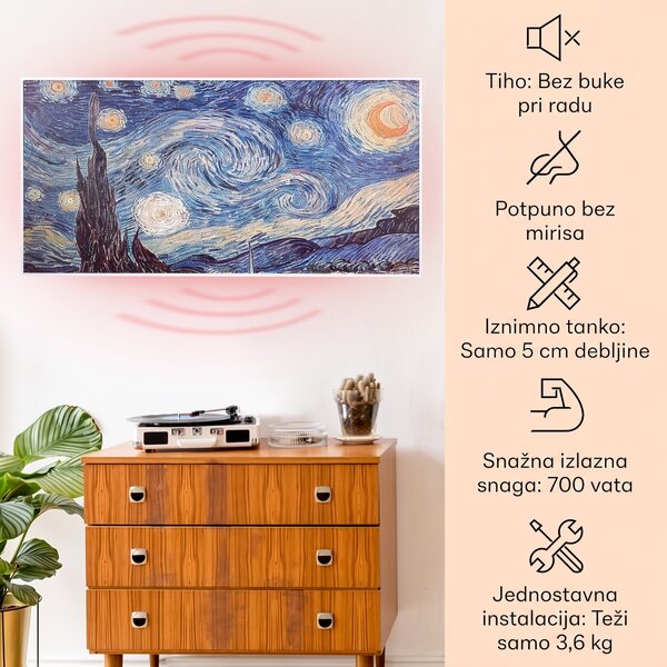 Klarstein Wonderwall Air Art Smart, infracrveni grijač, 120 x 60 cm, 700 W, aplikacija, zvijezde