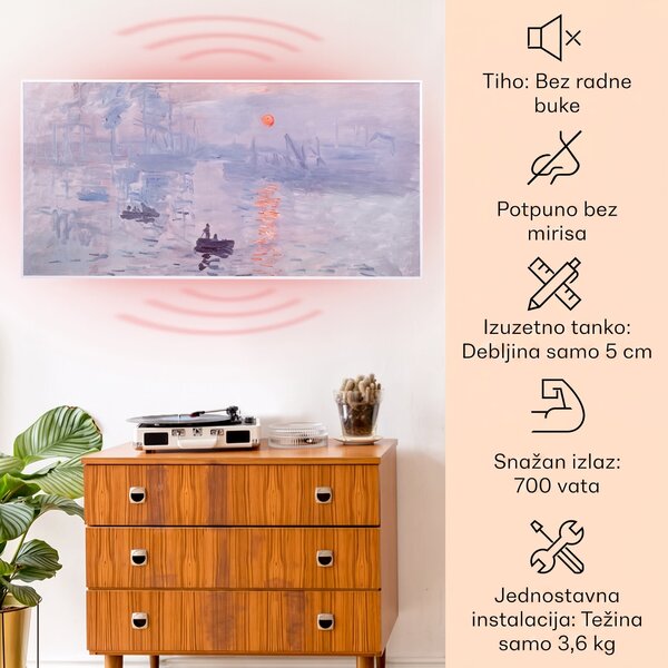 Klarstein Wonderwall Air Art Smart, infracrveni grijač, 120 x 60 cm, 700 W, aplikacija, izlazak sunca