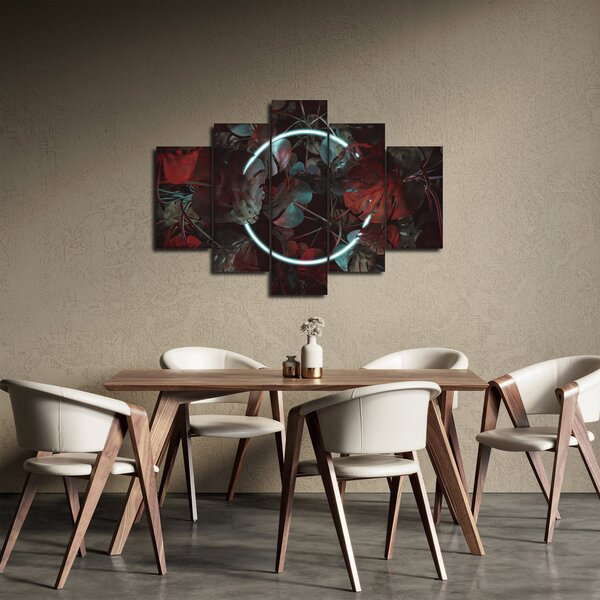 Slika - Neonski krog med palmami (150x105 cm)