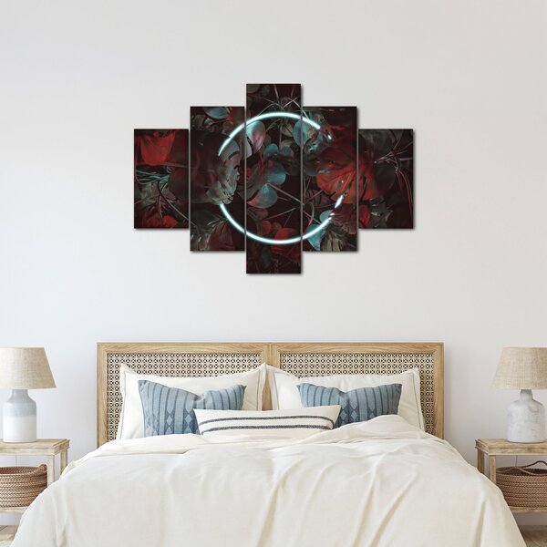 Slika - Neonski krog med palmami (150x105 cm)
