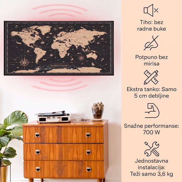 Klarstein Wonderwall Air Art Smart, infracrveni grijač, noćna karta, 120 x 60 cm, 700 W