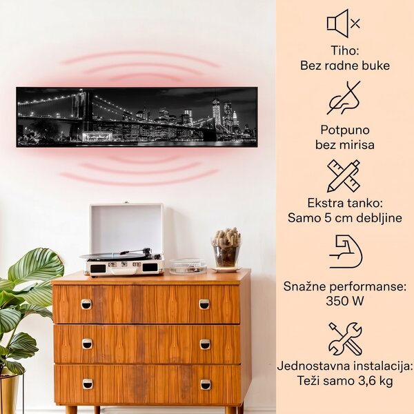 Klarstein Wonderwall Air Art Smart, infracrveni grijač, most, 120 x 30 cm, 350 W