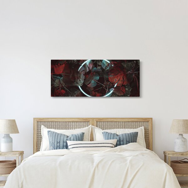 Slika - Neonski krog med palmami (120x50 cm)