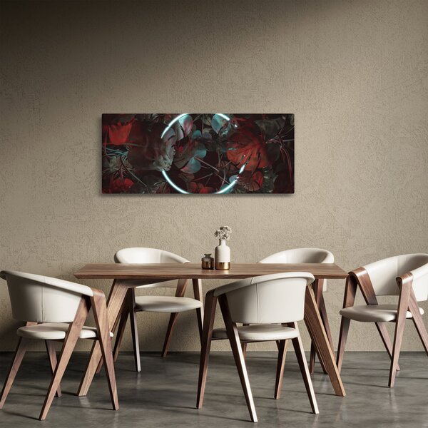 Slika - Neonski krog med palmami (120x50 cm)