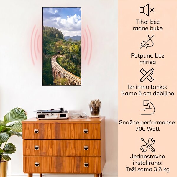 Klarstein Wonderwall Air Art Smart, infracrveni grijač, vlak, 60 x 120 cm, 700 W