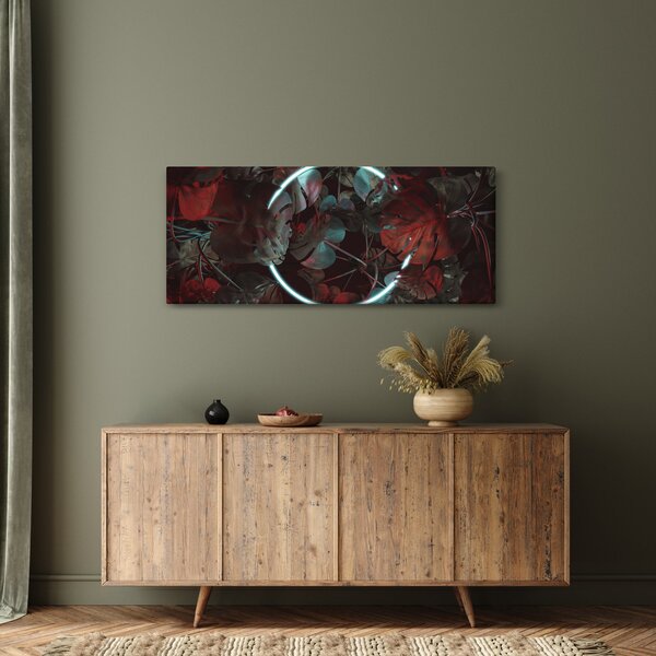 Slika - Neonski krog med palmami (120x50 cm)
