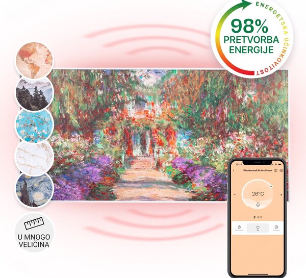 Klarstein Wonderwall Air Art Smart, infracrveni grijač, 120 x 60 cm, 700 W, aplikacija, vrtna cesta