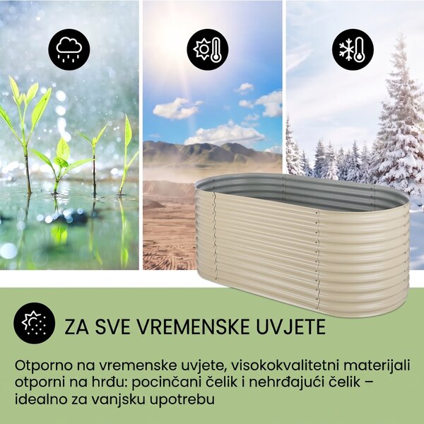 Blumfeldt Rondabox 200x100x80 cm Povišeni cvjetnjak Krema