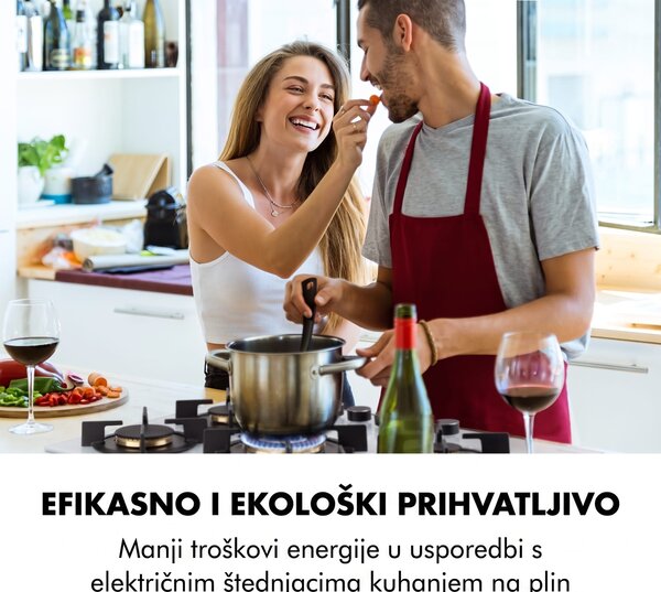 Klarstein Goldflame 5, plinski štednjak, 5 plamenika, mesing plamenici, keramičko staklo