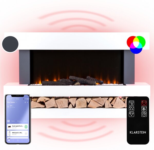 Klarstein Studio Light & Fire 3 Smart, kamin, 1000/2000W, MDF, WiFi Control