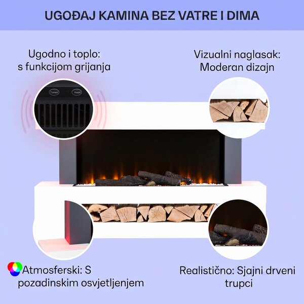 Klarstein Studio Light & Fire 3 Smart, kamin, 1000/2000W, MDF, WiFi Control