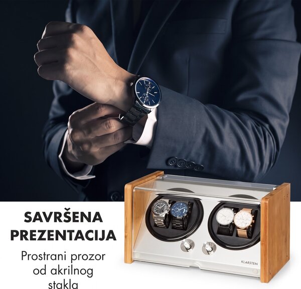 Klarstein Hanoi 4, navijač satova, 4 komada ručnih satova, 3 brzine, 4 režima, bambus