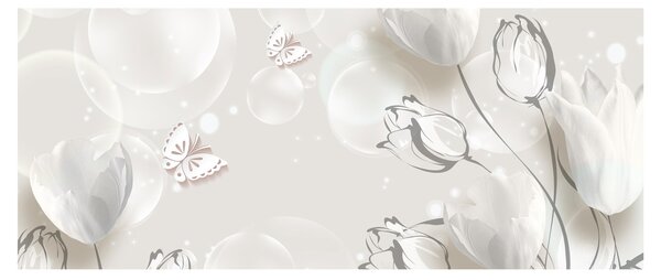 Slika - Tulipani med mehurčki (120x50 cm)