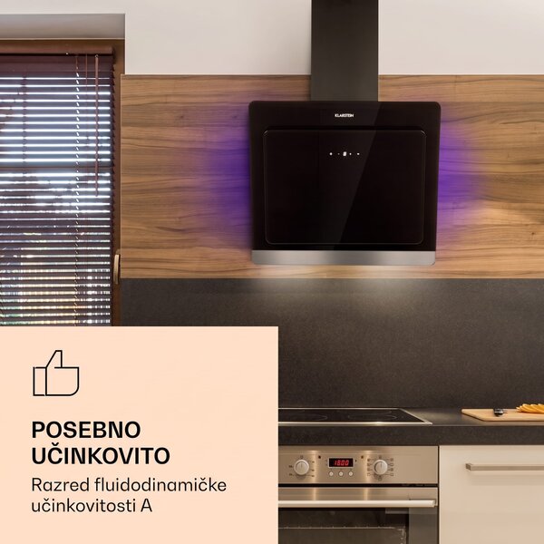 Klarstein Aurora Eco 60, napa, 60 cm, zidna, 585 m³/h, A+, upravljanje na dodir, crna