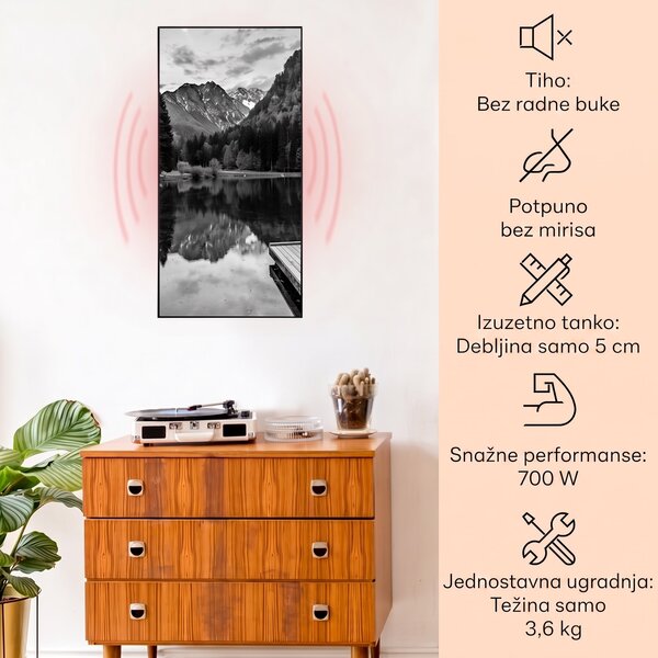 Klarstein Wonderwall Air Art Smart, infracrveni grijač, more crno -bijelo, 60 x 120 cm, 700 W