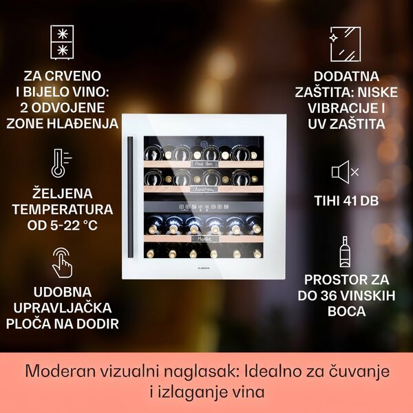 Klarstein Vinsider 36 Quartz Edition, vinoteka, 2 zone hlađenja, 5-22°C, 85 l