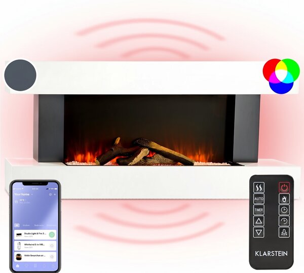 Klarstein Studio Light & Fire 1 Smart, kamin, 1000/2000W, MDF, WiFi Control