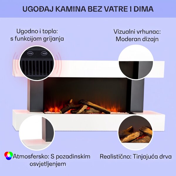 Klarstein Studio Light & Fire 1 Smart, kamin, 1000/2000W, MDF, WiFi Control
