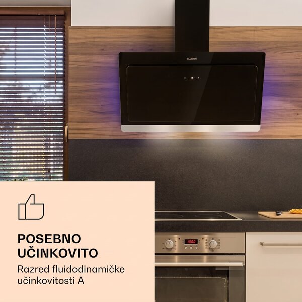 Klarstein Aurora Eco 90, napa, 90 cm, zidna, 585 m³/h, A+, upravljanje na dodir, crna