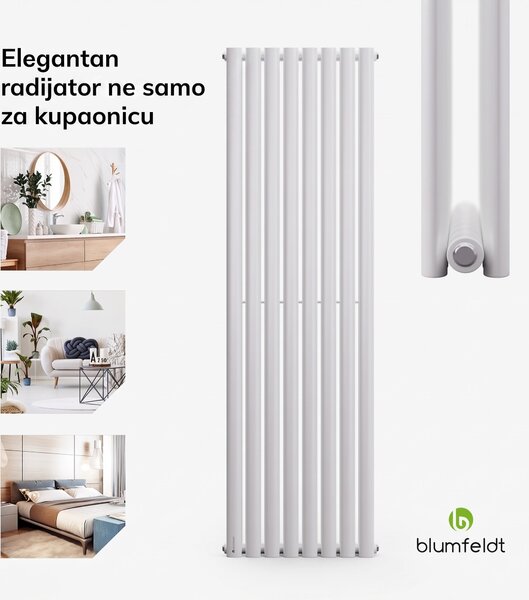 Blumfeldt Tallheo, 47 x 160, radijator, kupaonski radijator, cijevni radijator, 1472 W, topla voda, 1/2