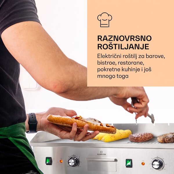 Klarstein Grillmeile 4400, električni roštilj, Plancha, 2x2200W, ploča za roštilj od nehrđajućeg čelika