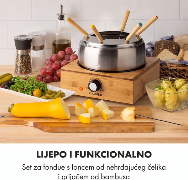 Klarstein Bambus Fondue, lonac od nehrđajućeg čelika, 800W