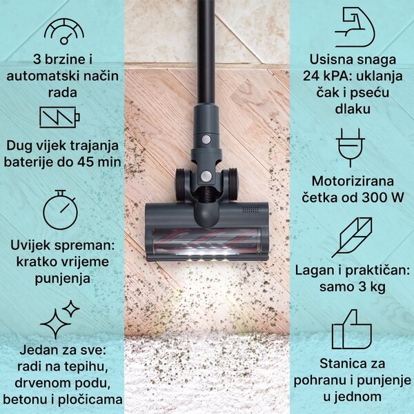 Klarstein LARMA, usisavač, na baterije, bez vrećice, maksimalno vrijeme rada 45 minuta, LED