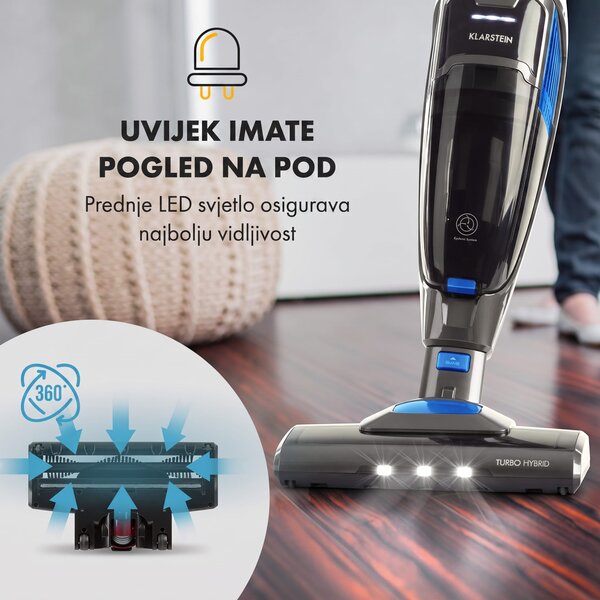 Klarstein TurboHybrid, usisivač, podni i ručni usisavač, antracit/plava
